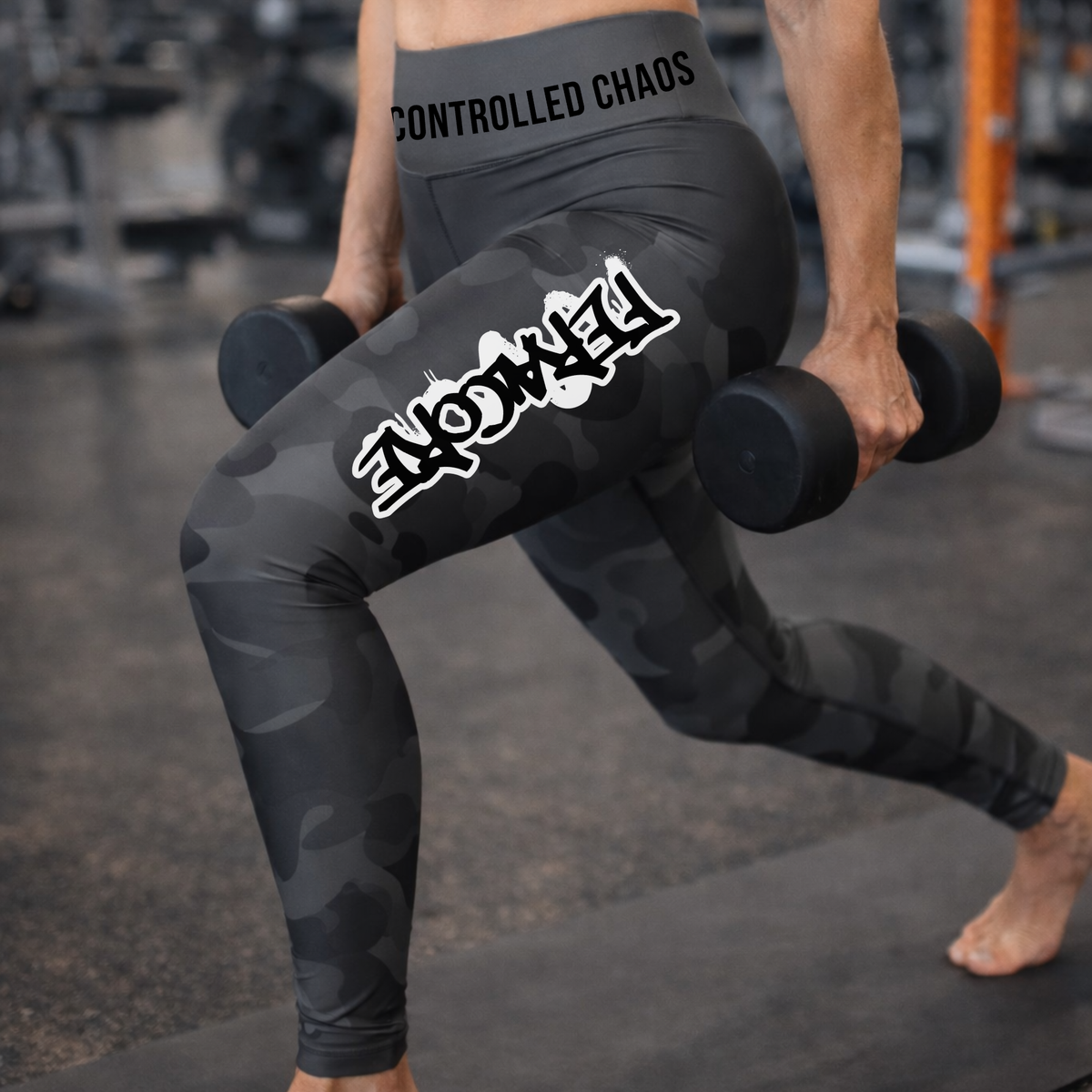 Feralcore Shadow Forged High-Waisted Camo Leggings