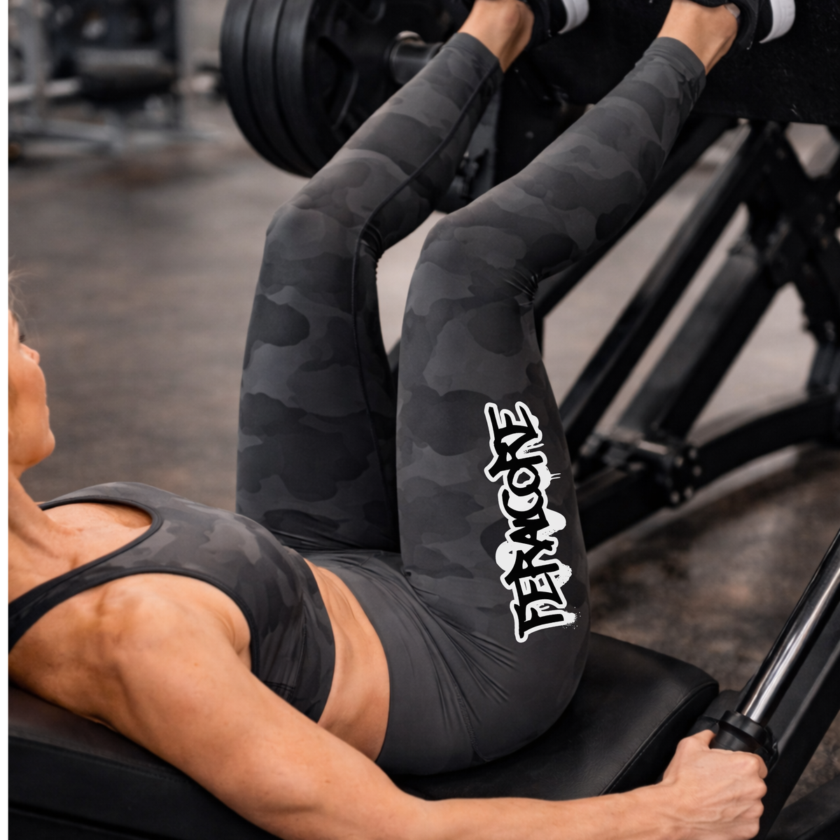 Feralcore Shadow Forged High-Waisted Camo Leggings