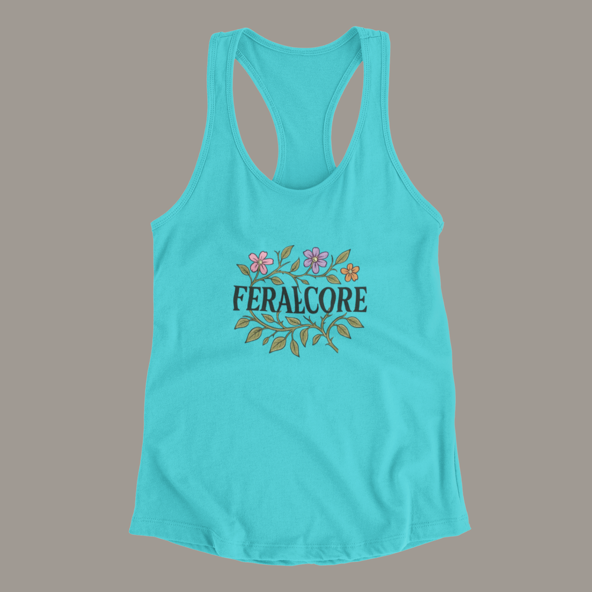 Wild Bloom Racerback Tank Top Lightweight Floral Activewear | Feralcore