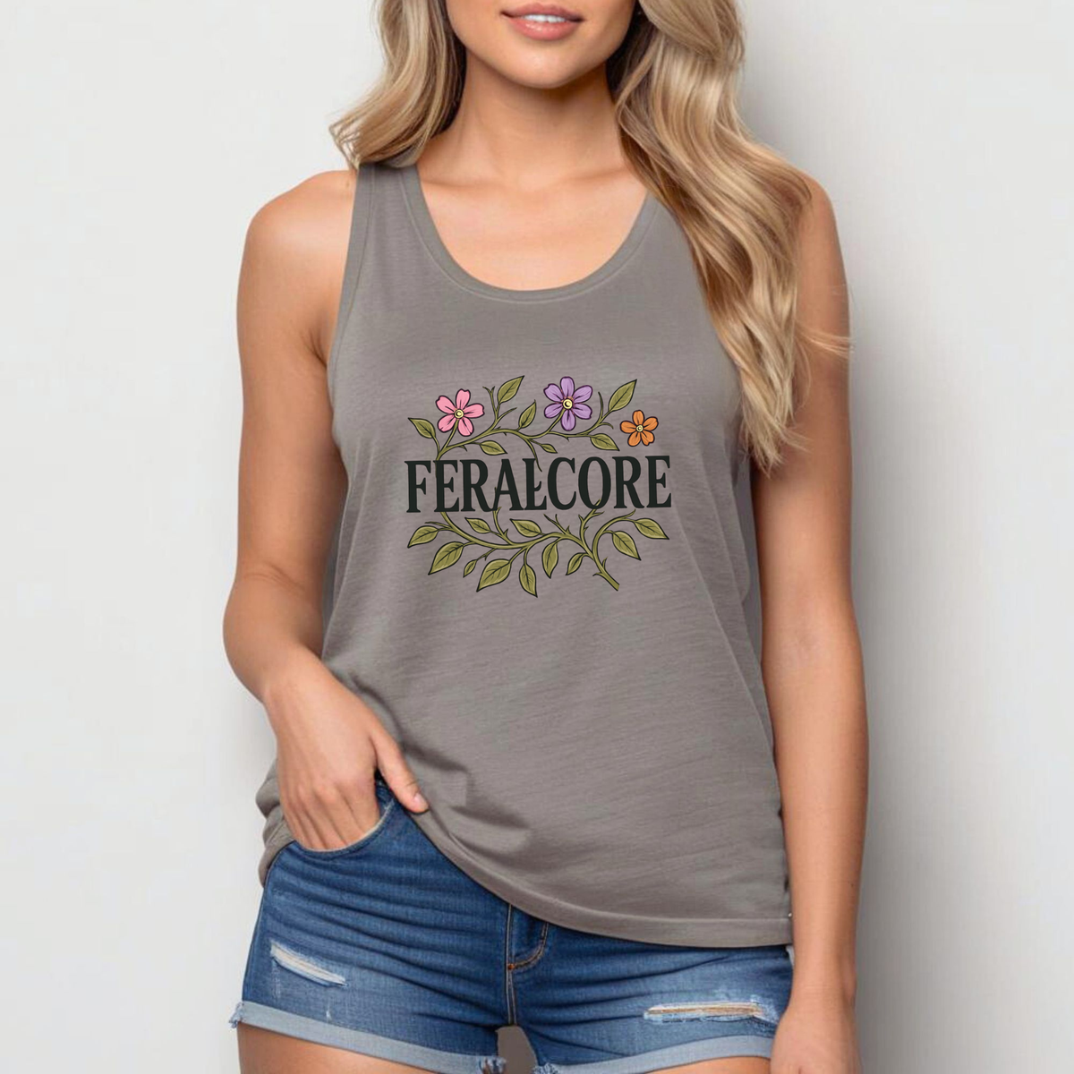 Wild Bloom Racerback Tank Top Lightweight Floral Activewear | Feralcore