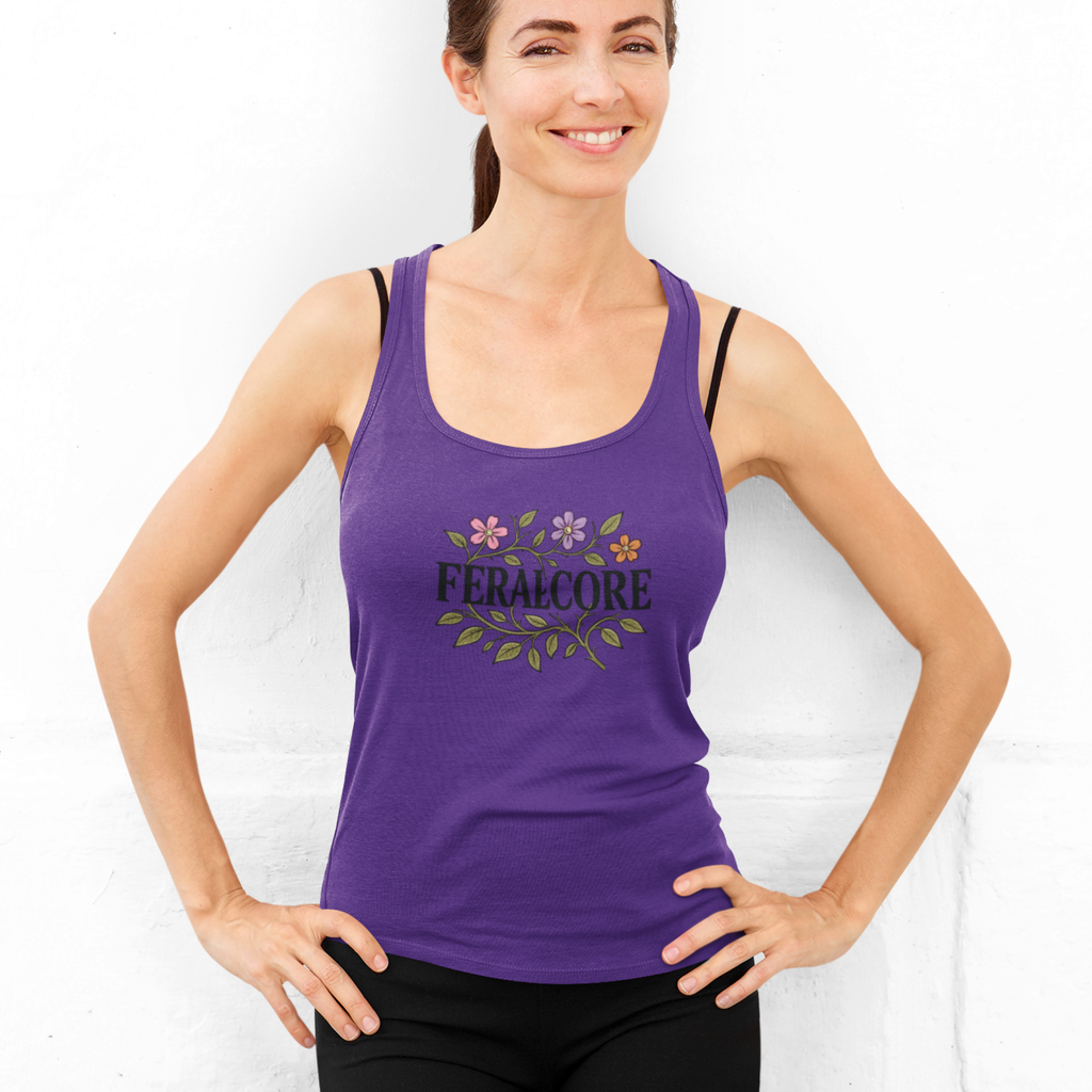 Wild Bloom Racerback Tank Top Lightweight Floral Activewear | Feralcore