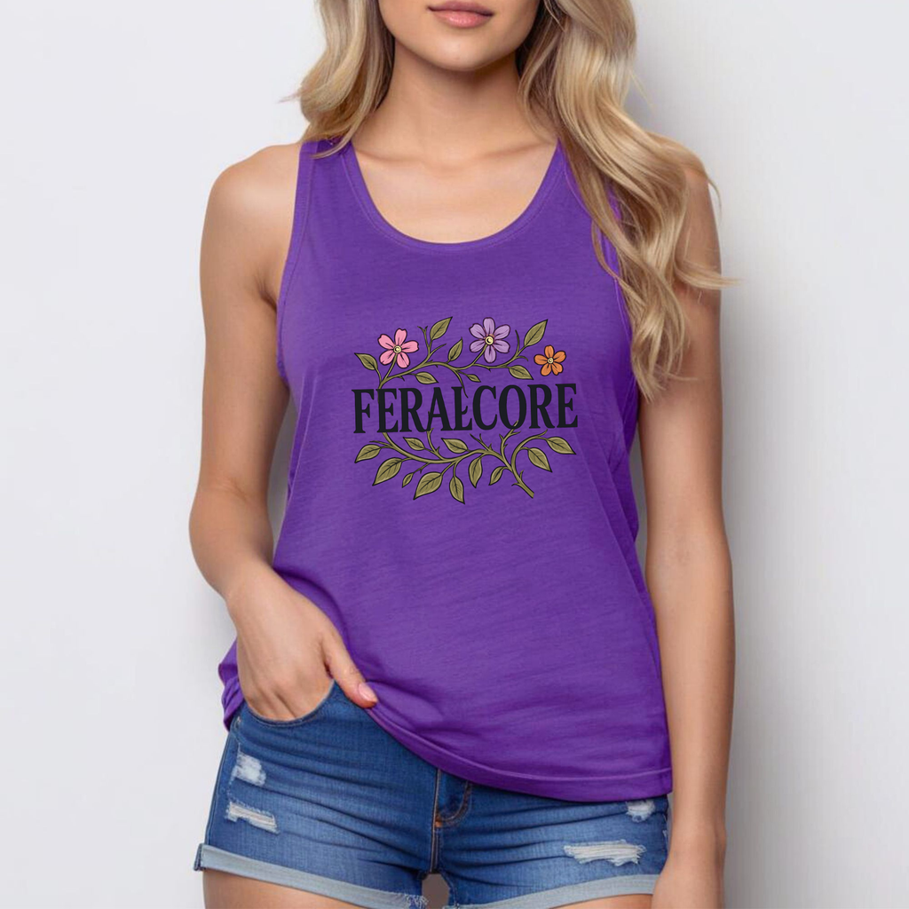 Wild Bloom Racerback Tank Top Lightweight Floral Activewear | Feralcore