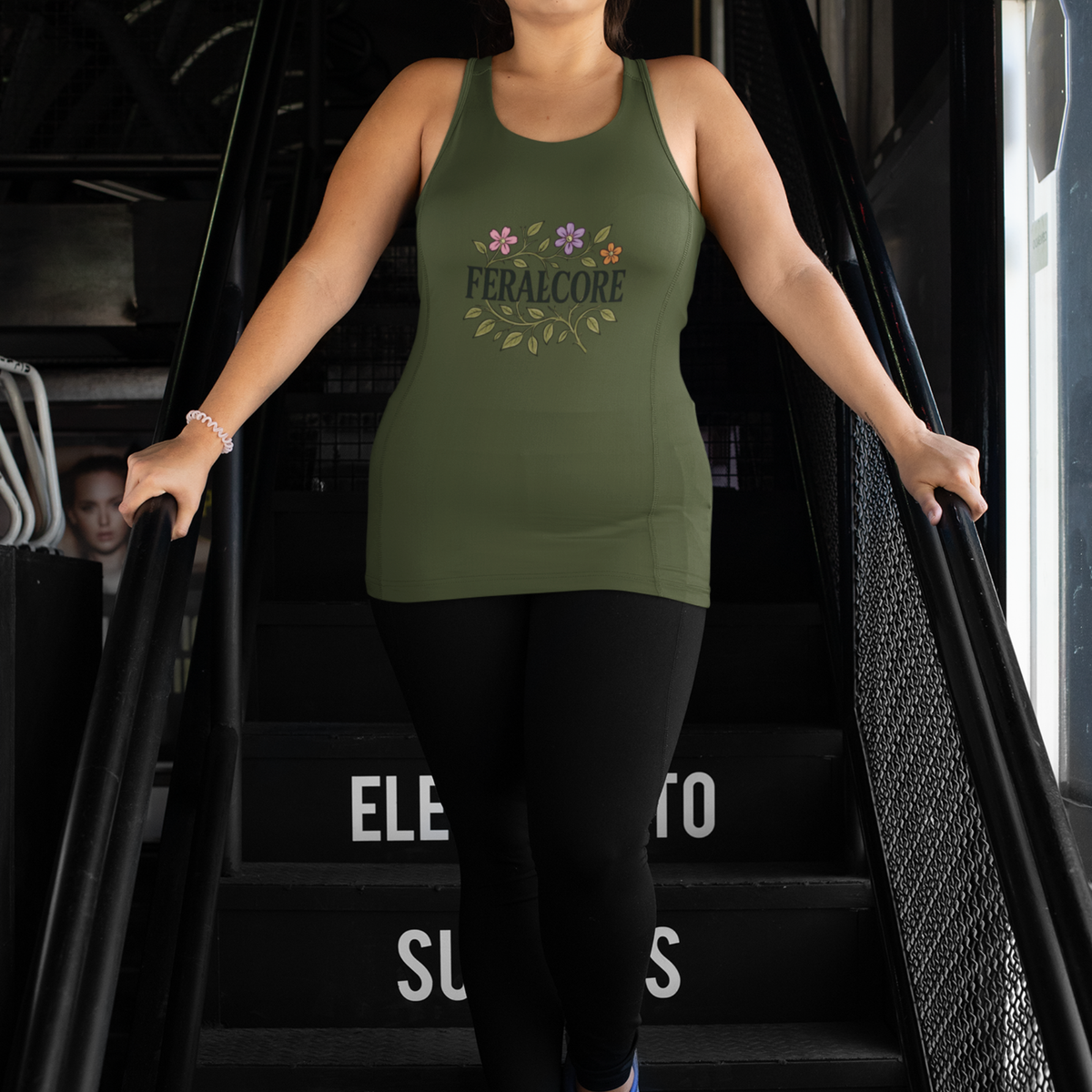 Wild Bloom Racerback Tank Top Lightweight Floral Activewear | Feralcore