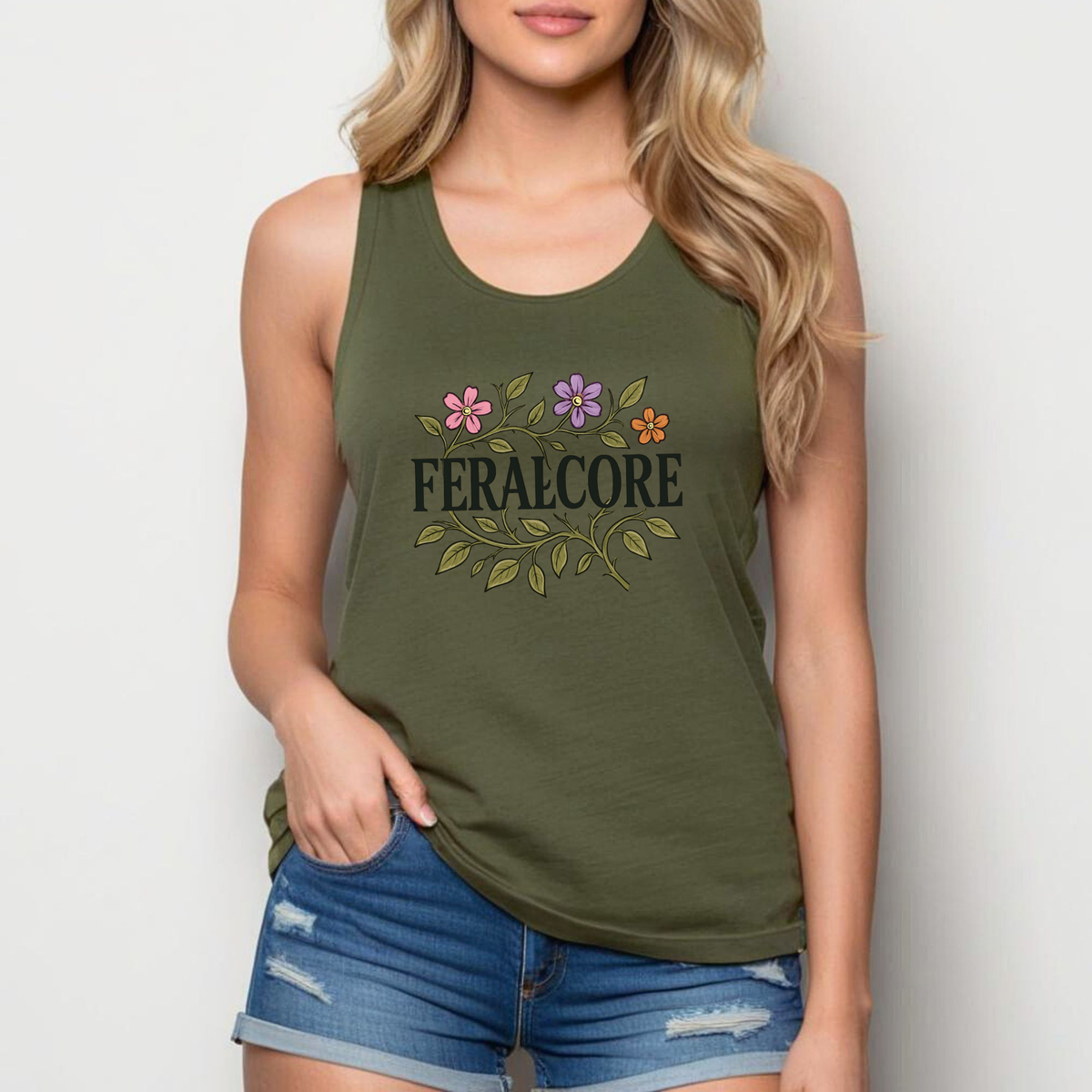 Wild Bloom Racerback Tank Top Lightweight Floral Activewear | Feralcore