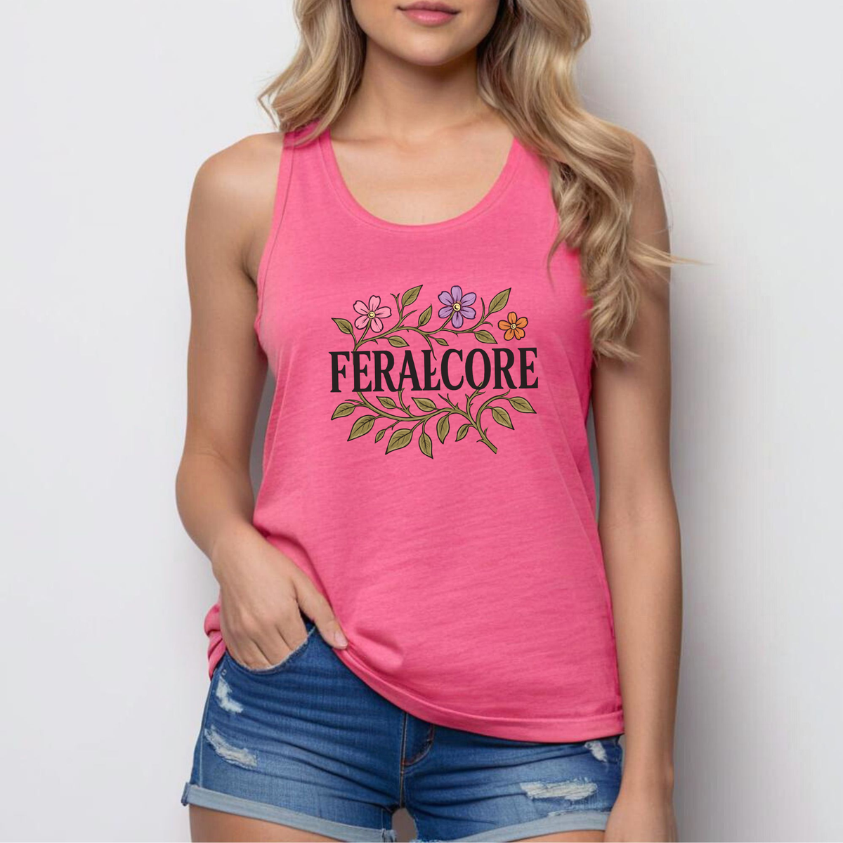 Wild Bloom Racerback Tank Top Lightweight Floral Activewear | Feralcore