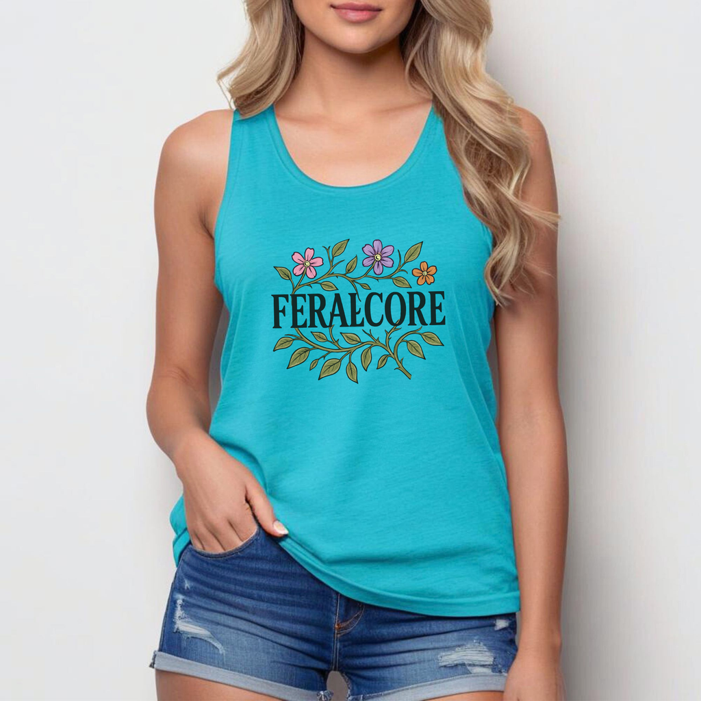 Wild Bloom Racerback Tank Top Lightweight Floral Activewear | Feralcore