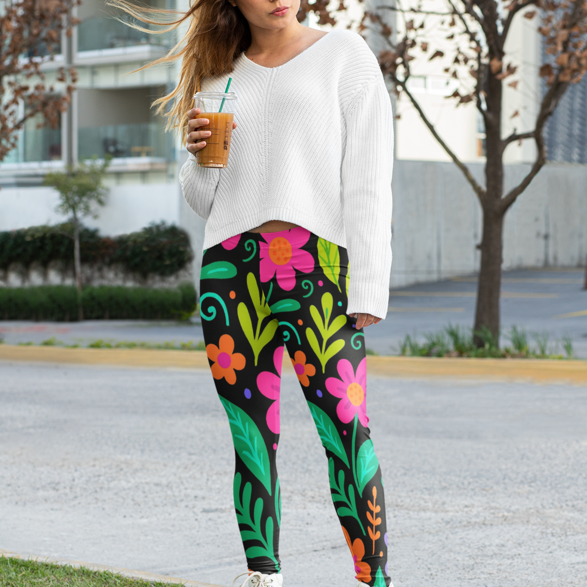 Wild Bloom Floral Yoga Pants – Black Botanical Spring Leggings