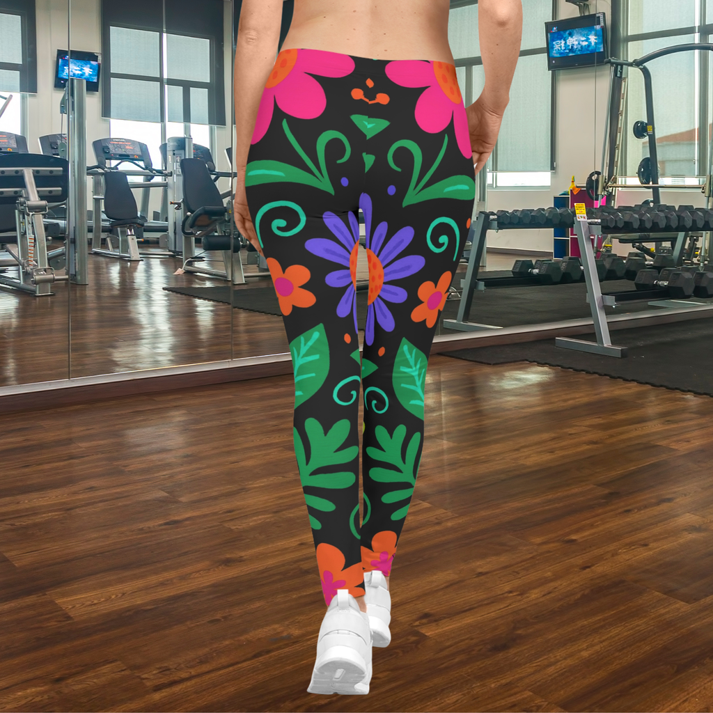Wild Bloom Floral Yoga Pants – Black Botanical Spring Leggings