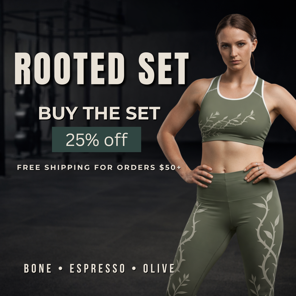Rooted Set - Feralcore Casual Leggings , Color Olive