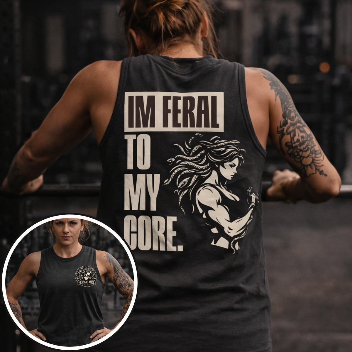 Feral to My Core Medusa Muscle Tank | Women’s Weightlifting & Gym Top