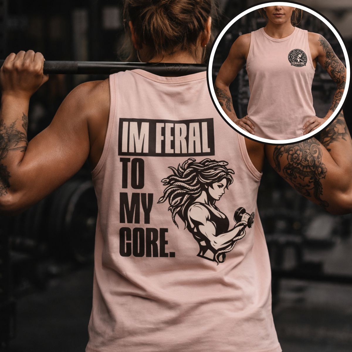 Feral to My Core Medusa Muscle Tank | Women’s Weightlifting & Gym Top