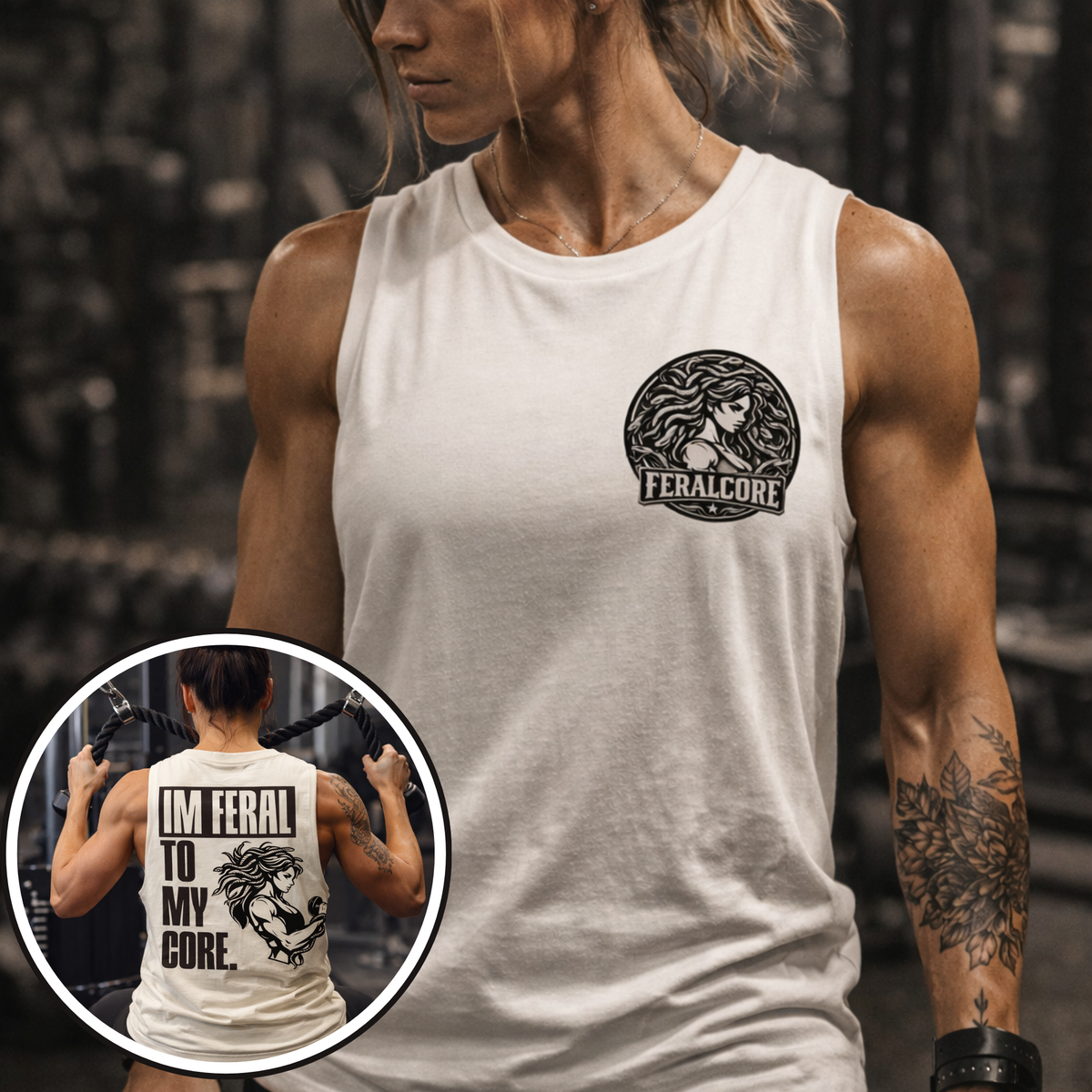 Feral to My Core Medusa Muscle Tank | Women’s Weightlifting & Gym Top