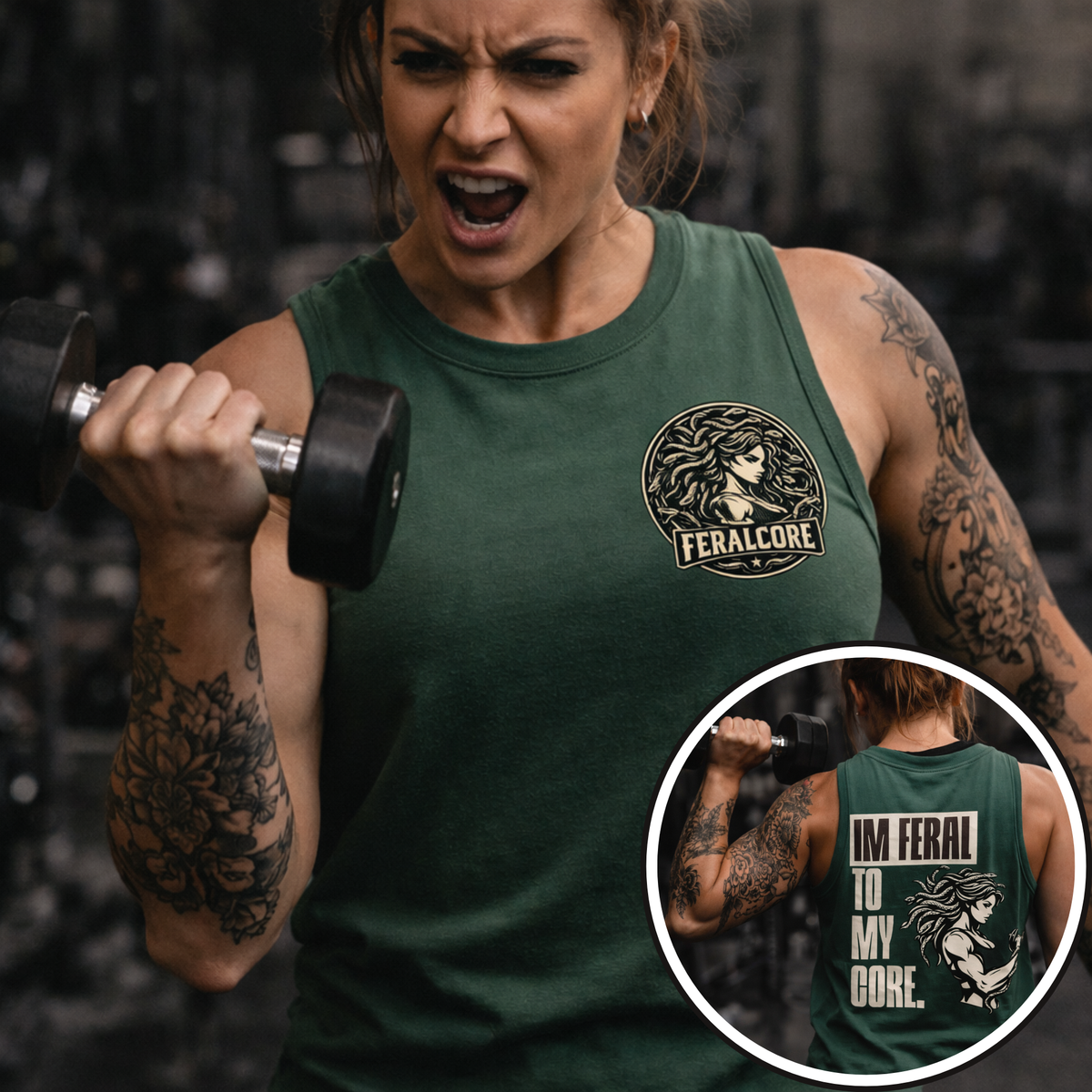Feral to My Core Medusa Muscle Tank | Women’s Weightlifting & Gym Top