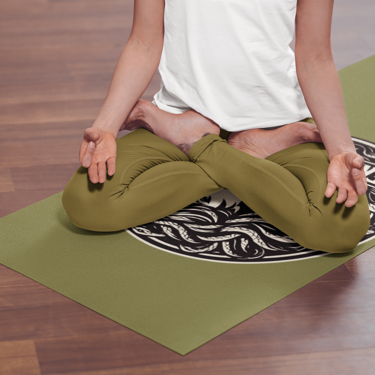Medusa Yoga Mat | Olive Non-Slip Rubber Workout Mat with Strap | Feralcore Medusa Collection