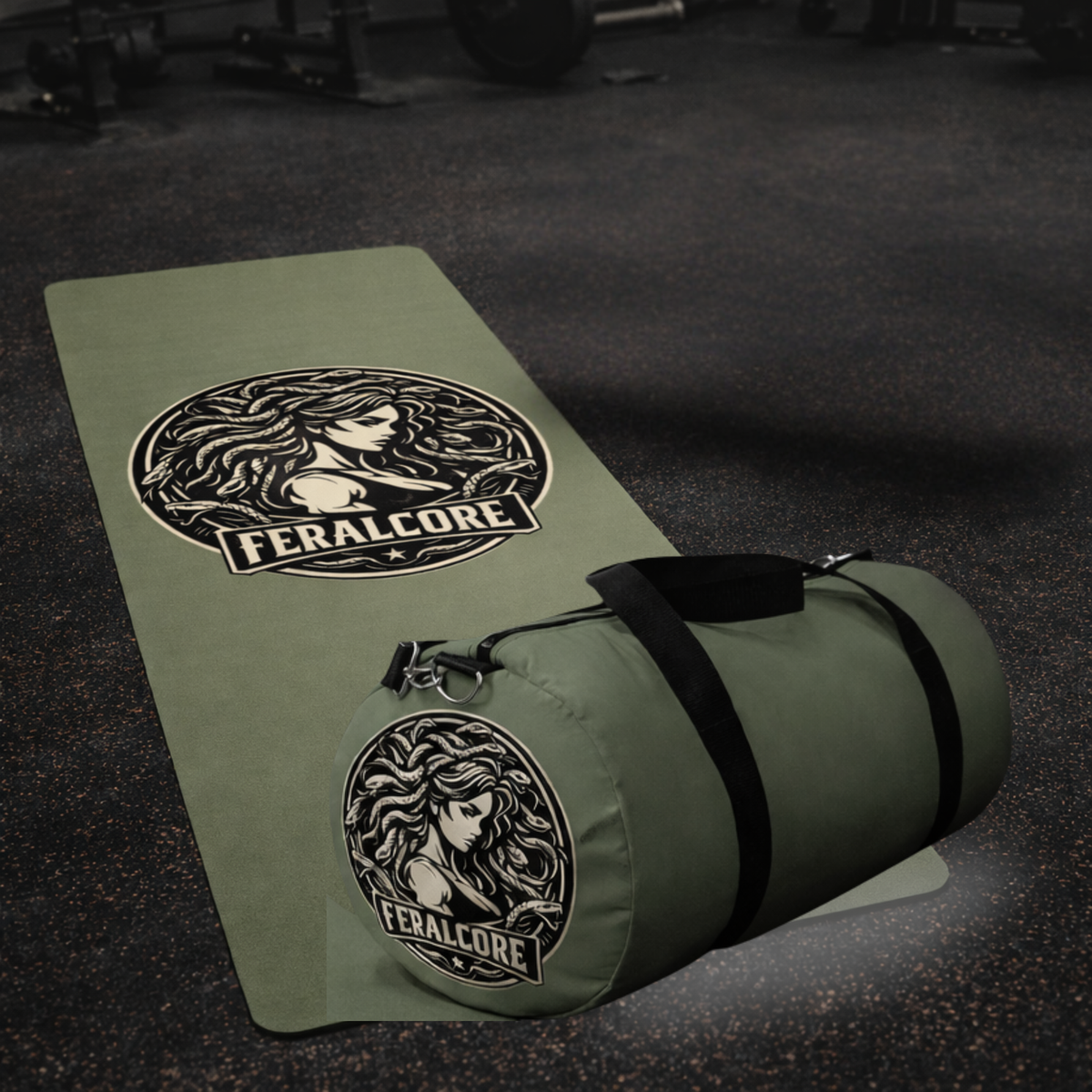 Gym Duffel Bag for Women – Olive Workout Gym Bag | Feralcore Medusa Collection