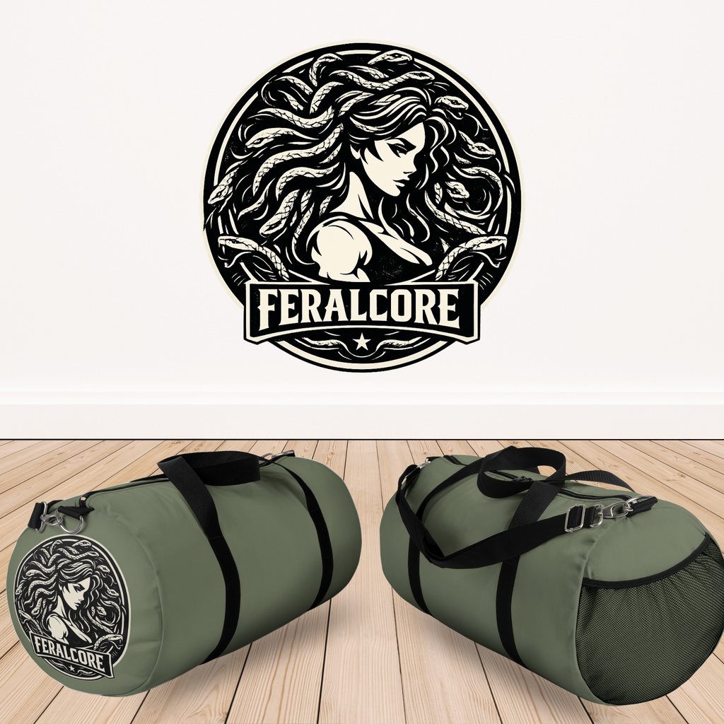 Gym Duffel Bag for Women – Olive Workout Gym Bag | Feralcore Medusa Collection