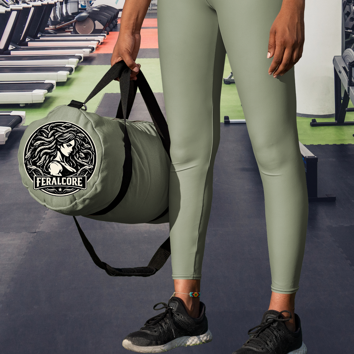 Gym Duffel Bag for Women – Olive Workout Gym Bag | Feralcore Medusa Collection
