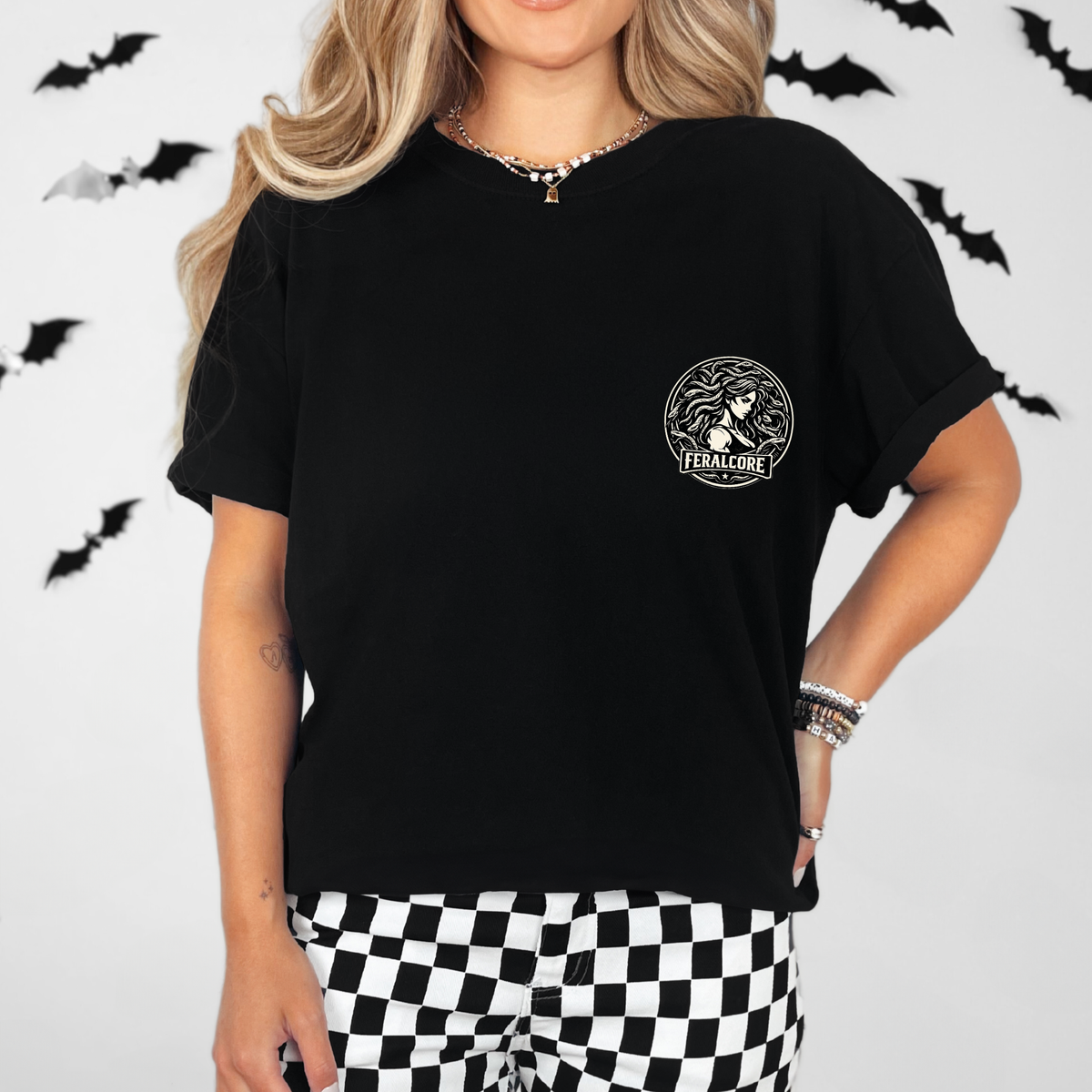 Medusa Shirt | Feral to My Core Comfort Colors Oversized Tee | Women’s Gym Graphic T-Shirt