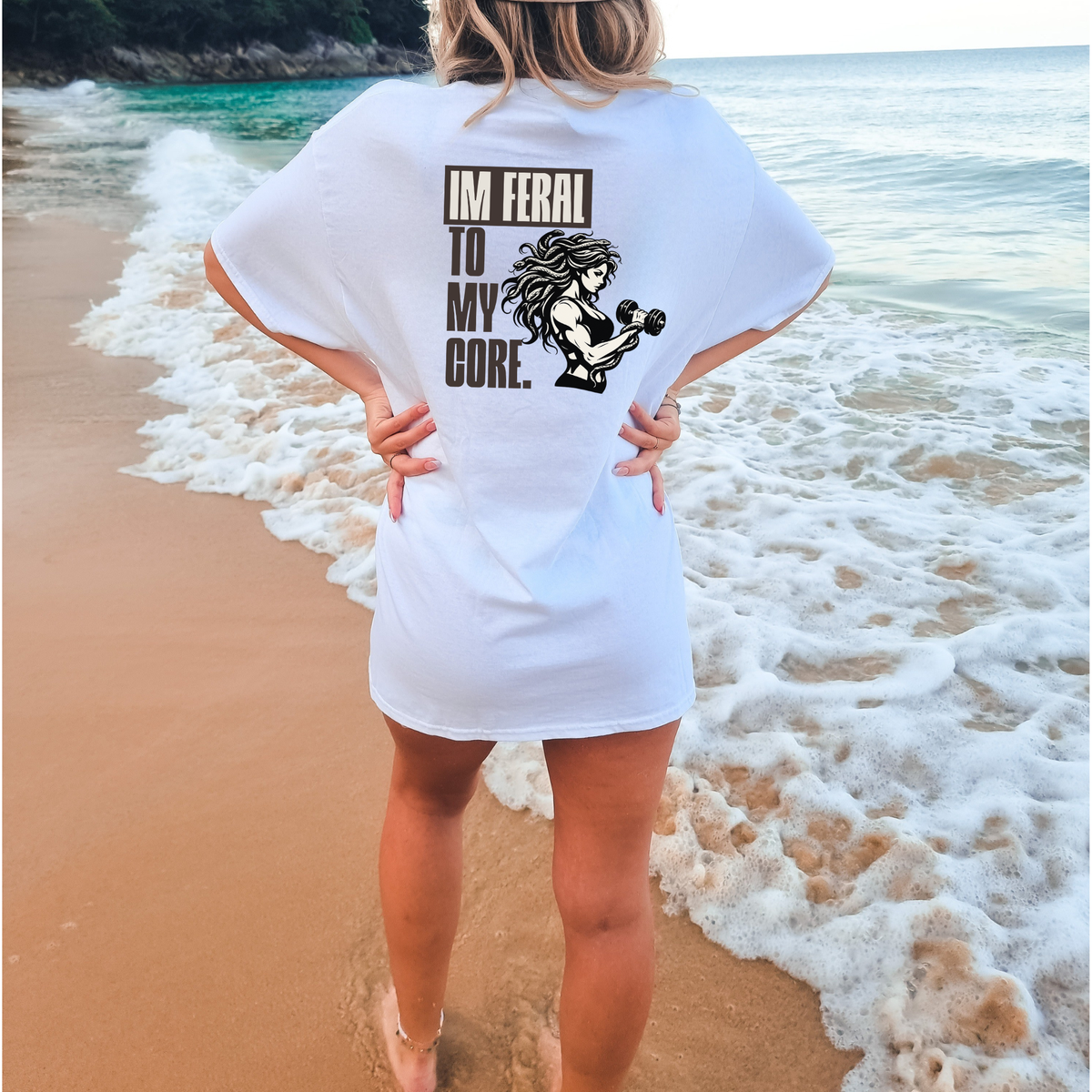 Medusa Shirt | Feral to My Core Comfort Colors Oversized Tee | Women’s Gym Graphic T-Shirt