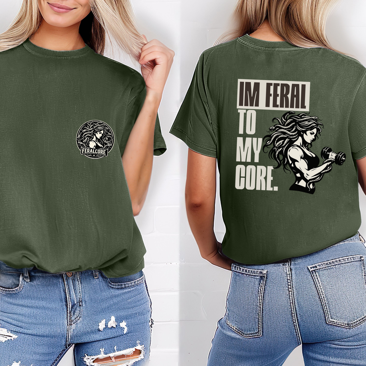 Medusa Shirt | Feral to My Core Comfort Colors Oversized Tee | Women’s Gym Graphic T-Shirt