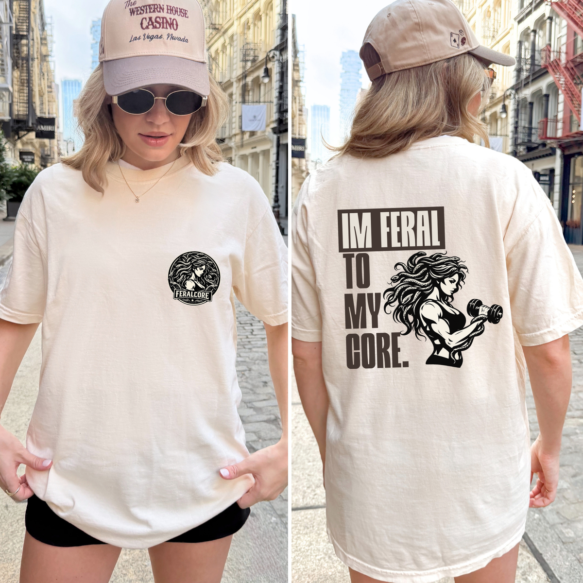 Medusa Shirt | Feral to My Core Comfort Colors Oversized Tee | Women’s Gym Graphic T-Shirt