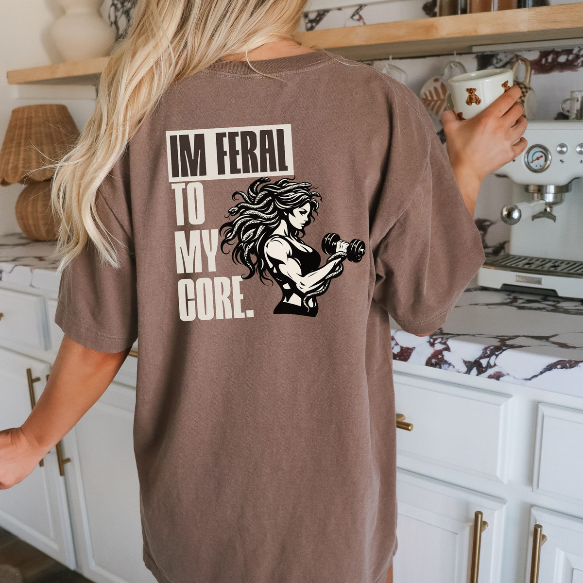 Medusa Shirt | Feral to My Core Comfort Colors Oversized Tee | Women’s Gym Graphic T-Shirt