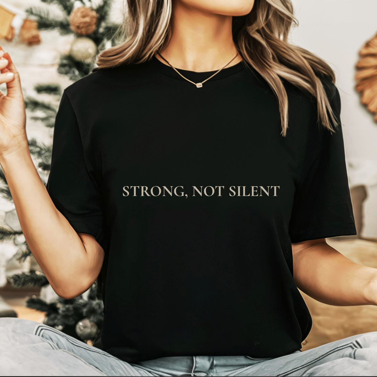 Women’s Oversized Gym Tee | Strong, Not Silent Athletic Shirt