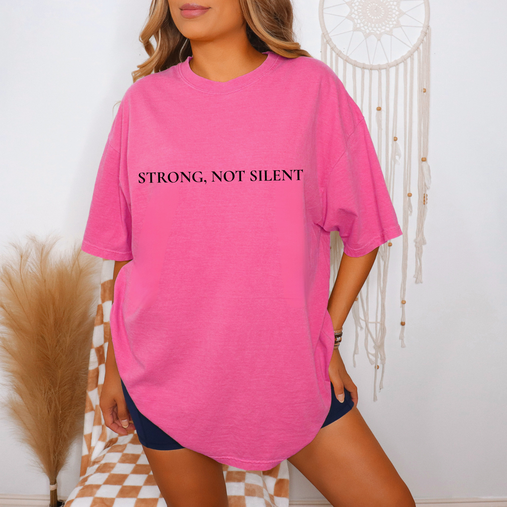 Women’s Oversized Gym Tee | Strong, Not Silent Athletic Shirt