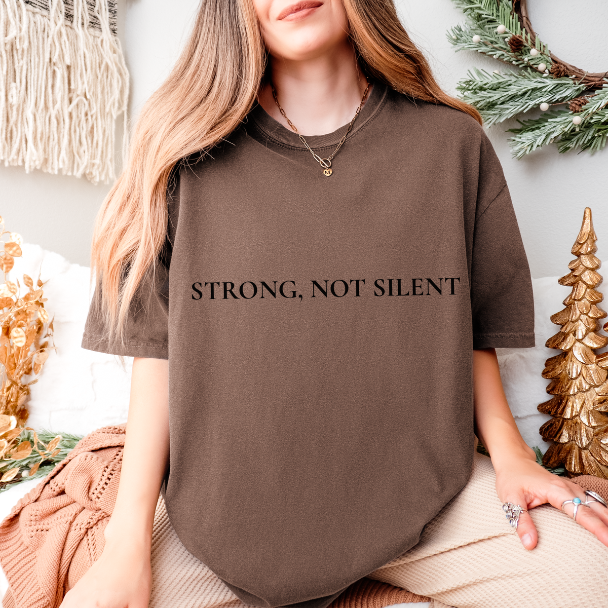 Women’s Oversized Gym Tee | Strong, Not Silent Athletic Shirt
