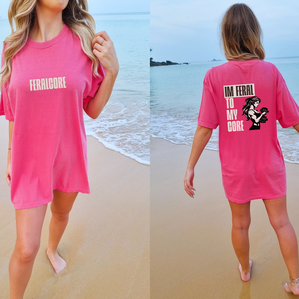 Feralcore Oversized Gym T-Shirt | Feral To My Core Athletic Shirt